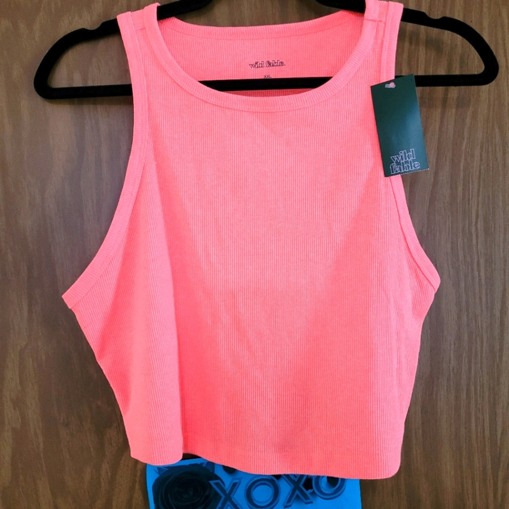 Neon coral wild fable crop tank